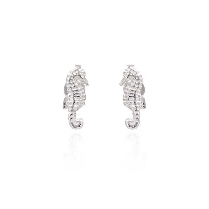 Seahorse design sterling silver stud earrings 