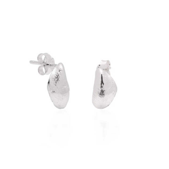 Mussel shell design sterling silver stud earrings 