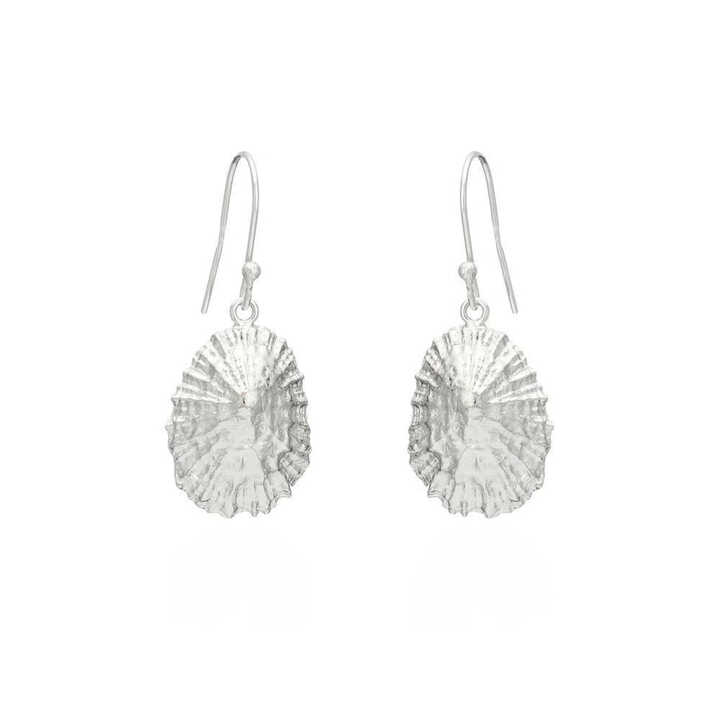 Limpet shell design sterling silver drop earrings