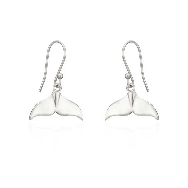 Whale tail design sterling silver drop earrings