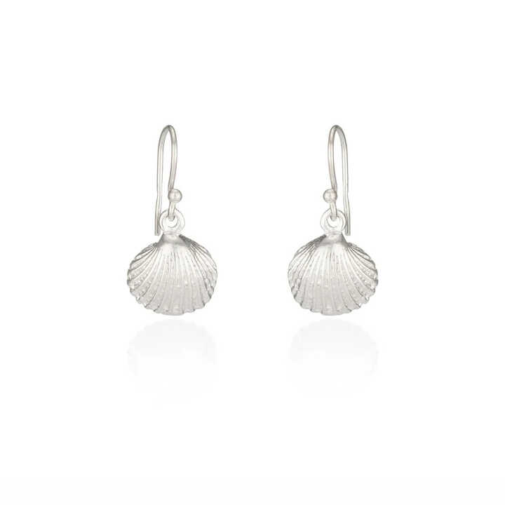 Cockle shell design sterling silver drop earrings