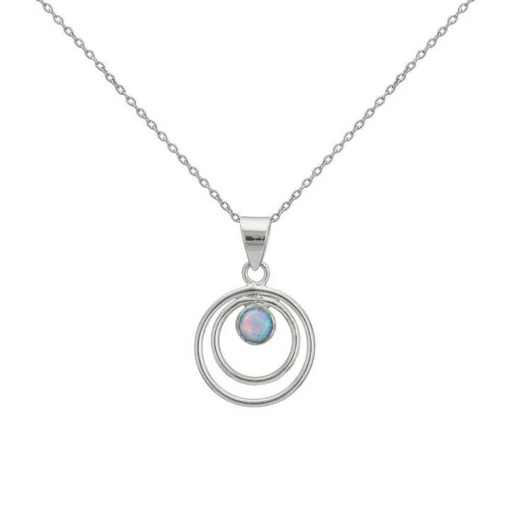 Sterling silver double circle with opal pendant