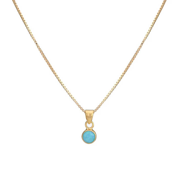 Gold plated sterling silver pendant with round opal stone