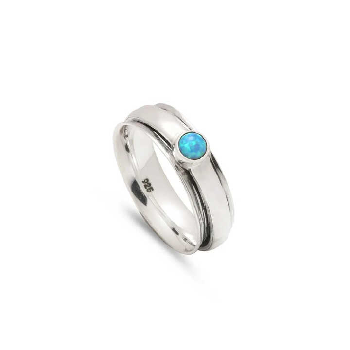 Sterling silver spinning ring with opal stone