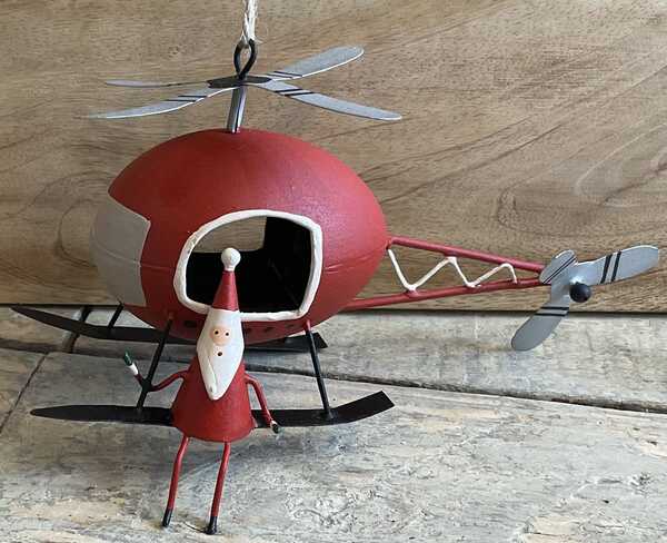 Father Christmas in a helicopter